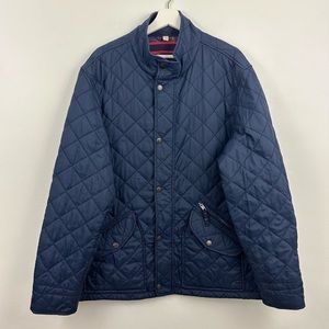 Boden Women’s Diamond Blue Print Quilted Snap Puffer Utility Coat Jacket Size XL